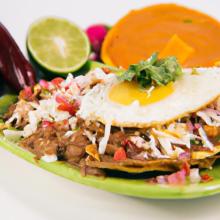 Morning Crunch: Savor Breakfast Tostadas with Refried Beans