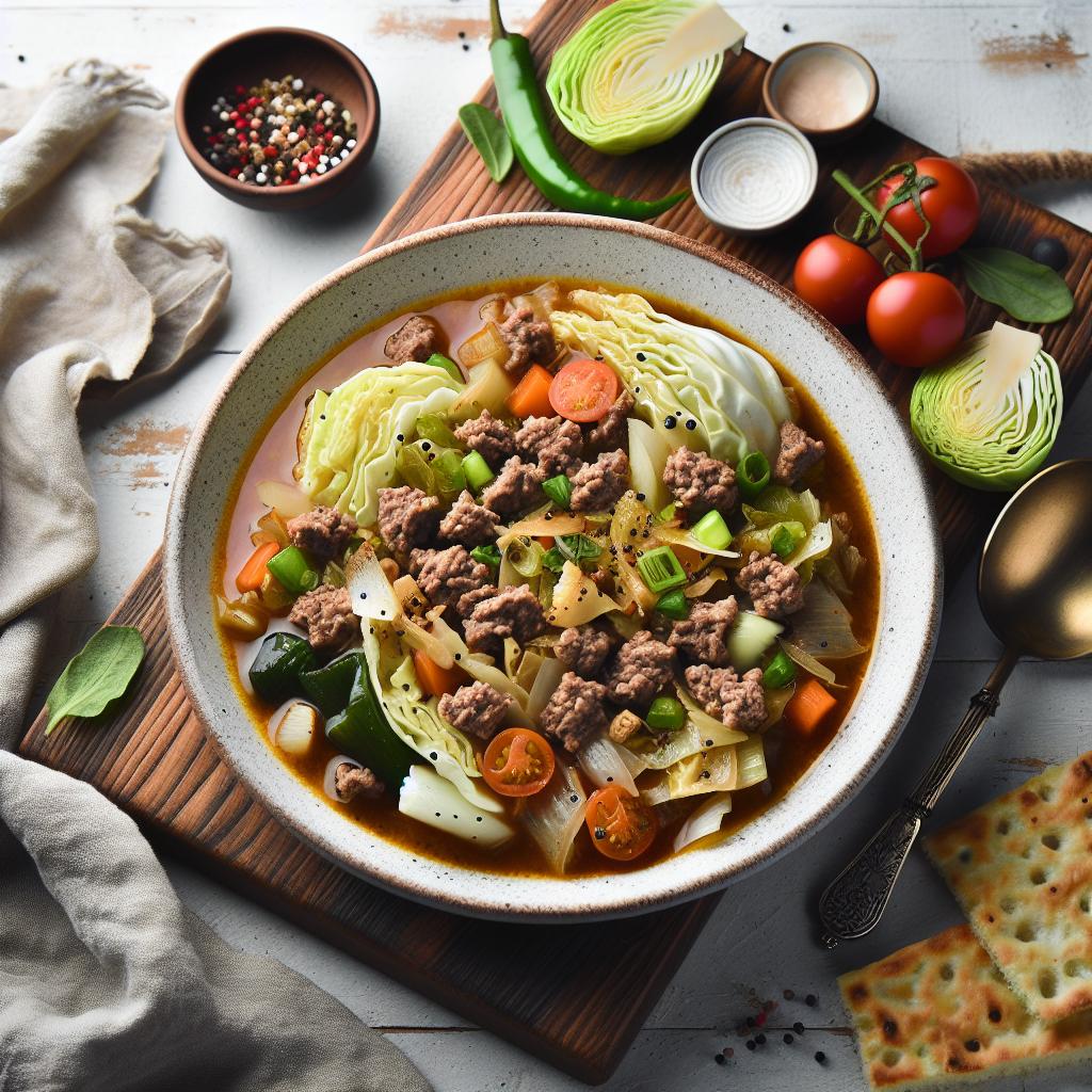 Hearty Keto Cabbage Soup: Savory Ground Beef Delight