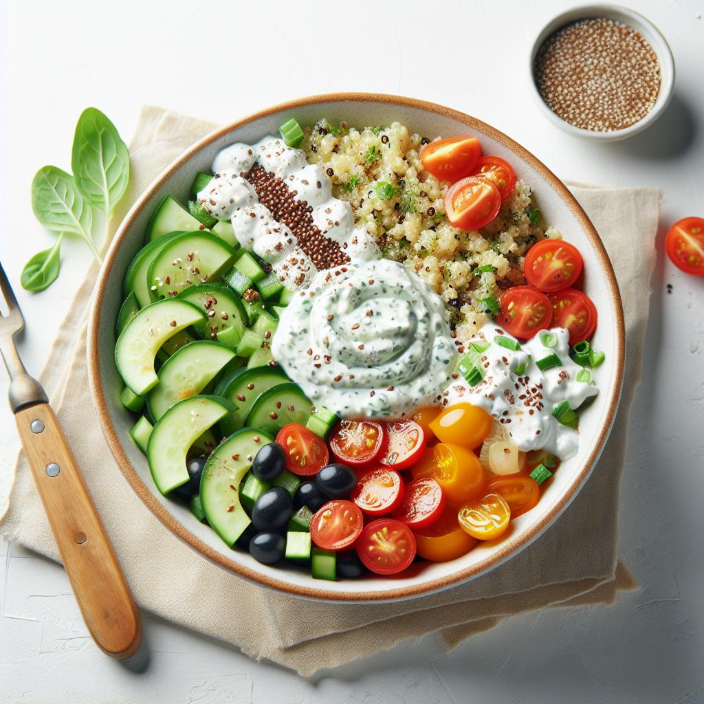 Vibrant Greek Quinoa Bowls with Creamy Tzatziki Twist