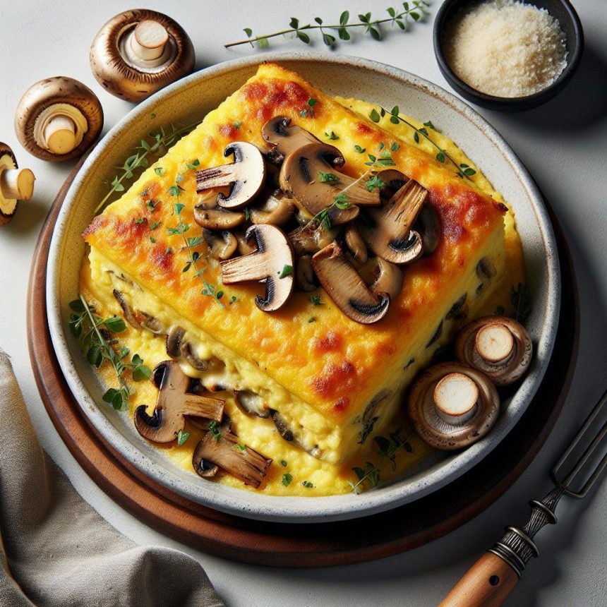 Melted Comfort: Cheesy Polenta Casserole with Mushrooms