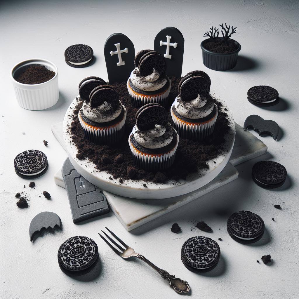 Spooky Graveyard Cupcakes: Oreo Dirt Treats for Halloween